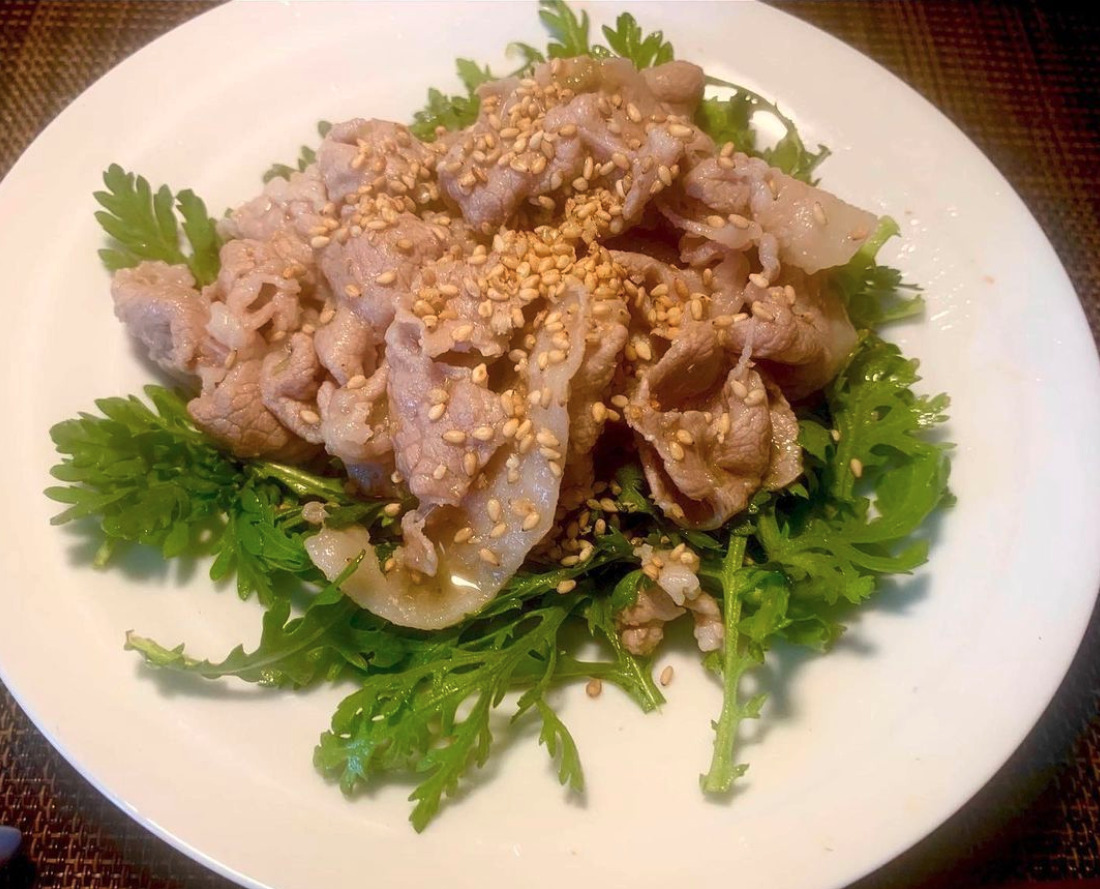 春菊と豚しゃぶサラダ