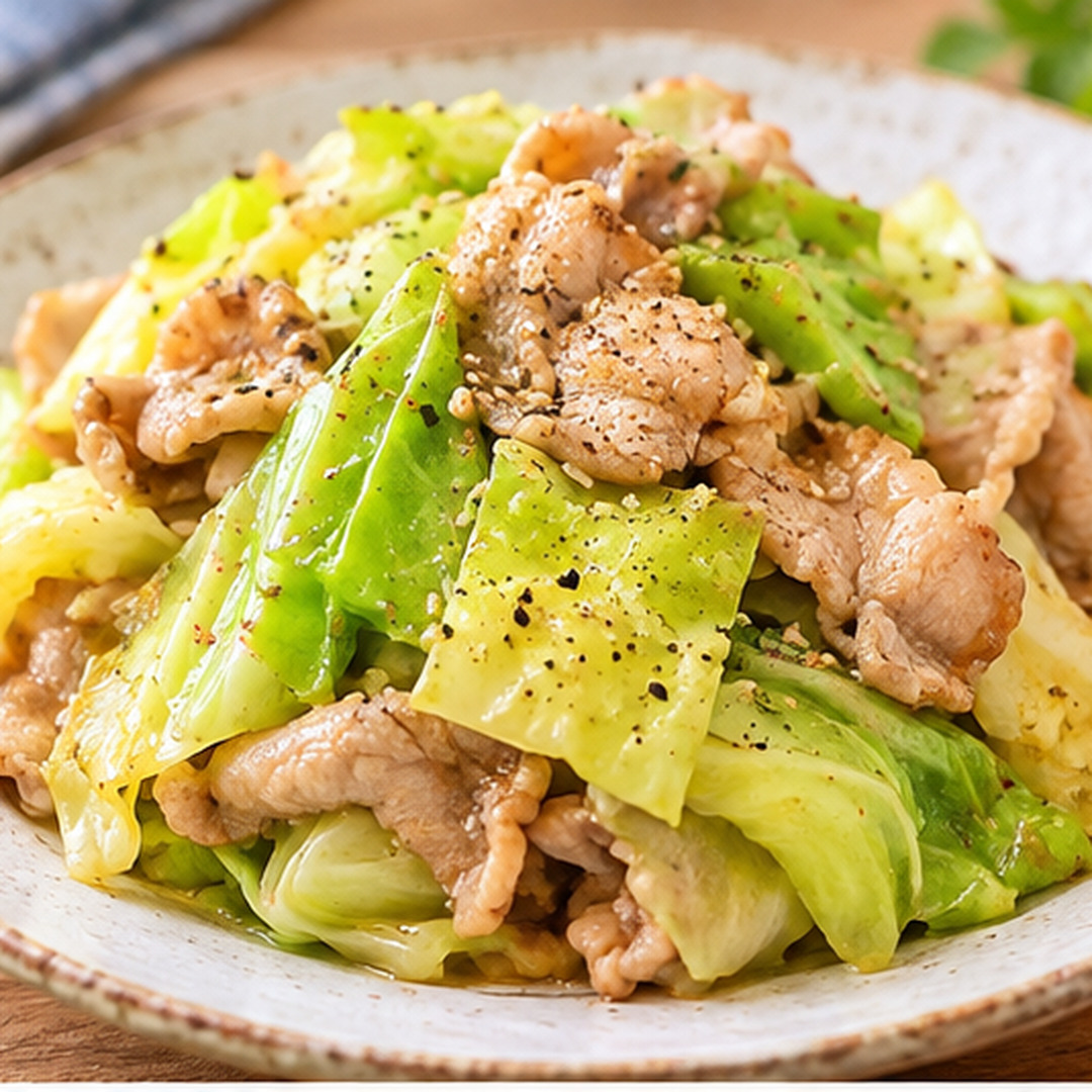 春キャベツと豚肉の塩だれ炒め