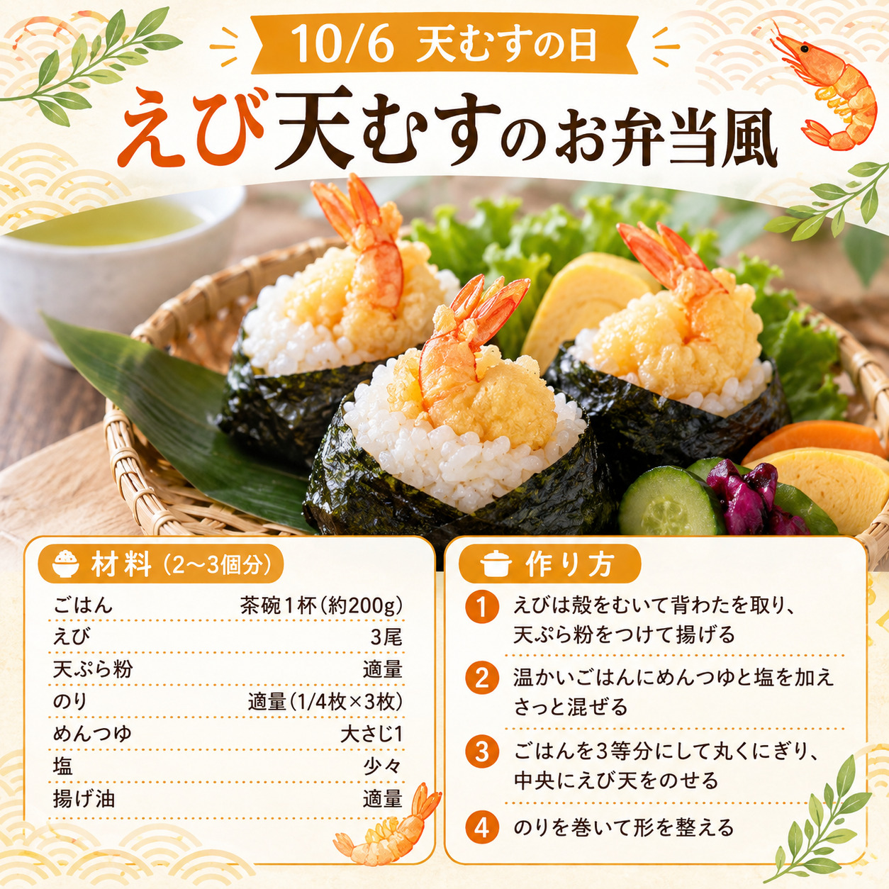 えび天むすのお弁当風